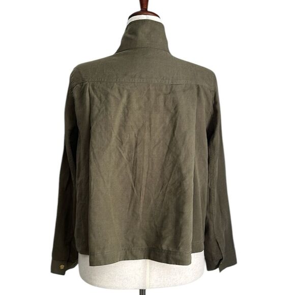 Club Mónaco Women's Green Bomber Moto Lightweight Zip Front Jacket Size M - Picture 3 of 14